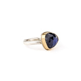 Asymmetrical Blue Rainbow Moonstone Ring