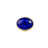 East West Oval Lapis Ring with Inset Diamond