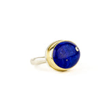 East West Oval Lapis Ring with Inset Diamond