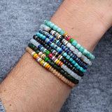 Semi-Precious Stretch Bracelet with Colored Rondelles