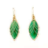 Gold Fill Wire Wrapped Green Onyx Earrings