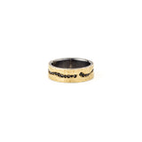 Yellow Gold Wide Band With Inverted Black Diamonds