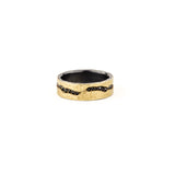 Yellow Gold Wide Band With Inverted Black Diamonds