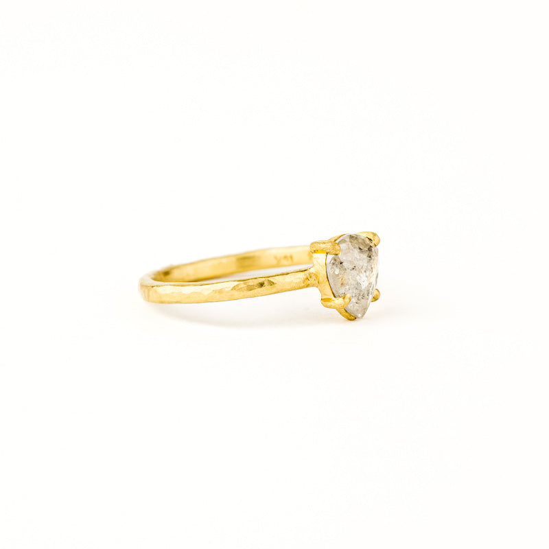 Pear Shaped Grey Diamond Ring
