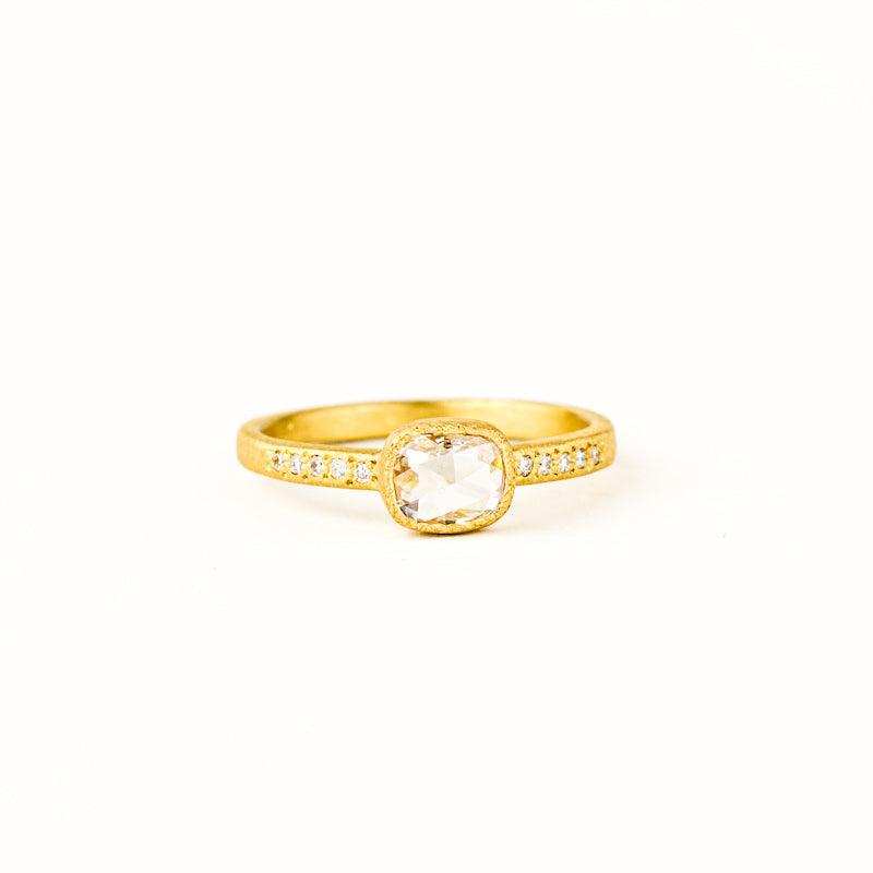 Faceted Colorless Diamond Ring