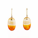 14k Striped Carnelian Drop Earrings