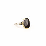 Black Spinel w Black Diamonds Ring