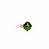Green Tourmaline Ring with Diamond Clusters