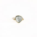 Aquamarine Ring with Diamond Clusters
