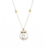 14k/SS Coin Pearl with Gold Beads Necklace