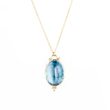 14k London Blue Topaz with Gold Beads Necklace