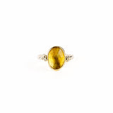 Citrine Ring with Diamond Clusters