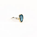London Blue Topaz Ring with Diamond Clusters