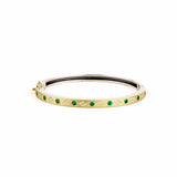 Daphnie 4mm Emerald & Diamond Bangle - Yellow Gold