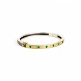 Daphnie 4mm Emerald & Diamond Bangle - Yellow Gold