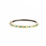 Daphnie 4mm Turquoise & Diamond Bangle - Yellow Gold