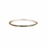 Junia 2.5mm Alternating Emerald & Diamond Bangle - Sterling Silver