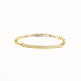 18K/SS Diana Diamond ID Bar Round Link Chain Bracelet