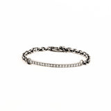 SS Diana Diamond ID Bar Round Link Chain Bracelet
