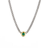 18k/SS Emerald Curbed Link Necklace