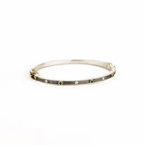 Junia 2.5mm Alternating Emerald & Diamond Bangle - Sterling Silver