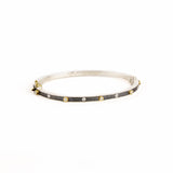 Junia 2.5mm Alternating Bezel Diamond Bangle - Sterling Silver