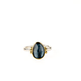 London Blue Topaz Ring with Gold Clusters