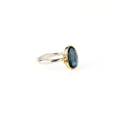 London Blue Topaz Ring with Gold Clusters