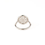 Rainbow Moonstone 12mm Diamond Bezel Round Ring