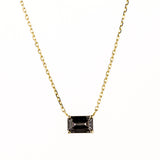 Black Night Quartz 6x4mm Emerald Cut Necklace