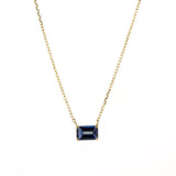 English Blue Topaz 6x4mm Emerald Cut Necklace