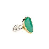 Chrysoprase Ring w/Gold Beads