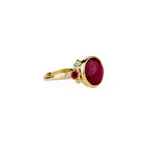 Rosecut Ruby, Pink Sapphire and Diamond Ring