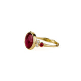 Rosecut Ruby, Pink Sapphire and Diamond Ring