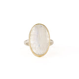 Vertical Oval Smooth White Rainbow Moonstone