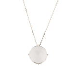 White Topaz Round Faceted Pendant Necklace