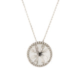 White Topaz Diamond Bezel Round Necklace