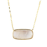 Rectangular White Rainbow Moonstone Necklace