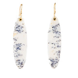 Large Smooth Oval Dendritic Opal Drop Earrings