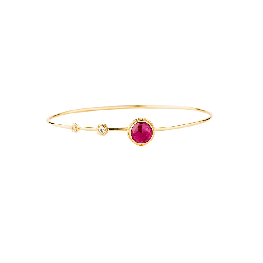 Rose Cut African Ruby Bangle with Diamonds