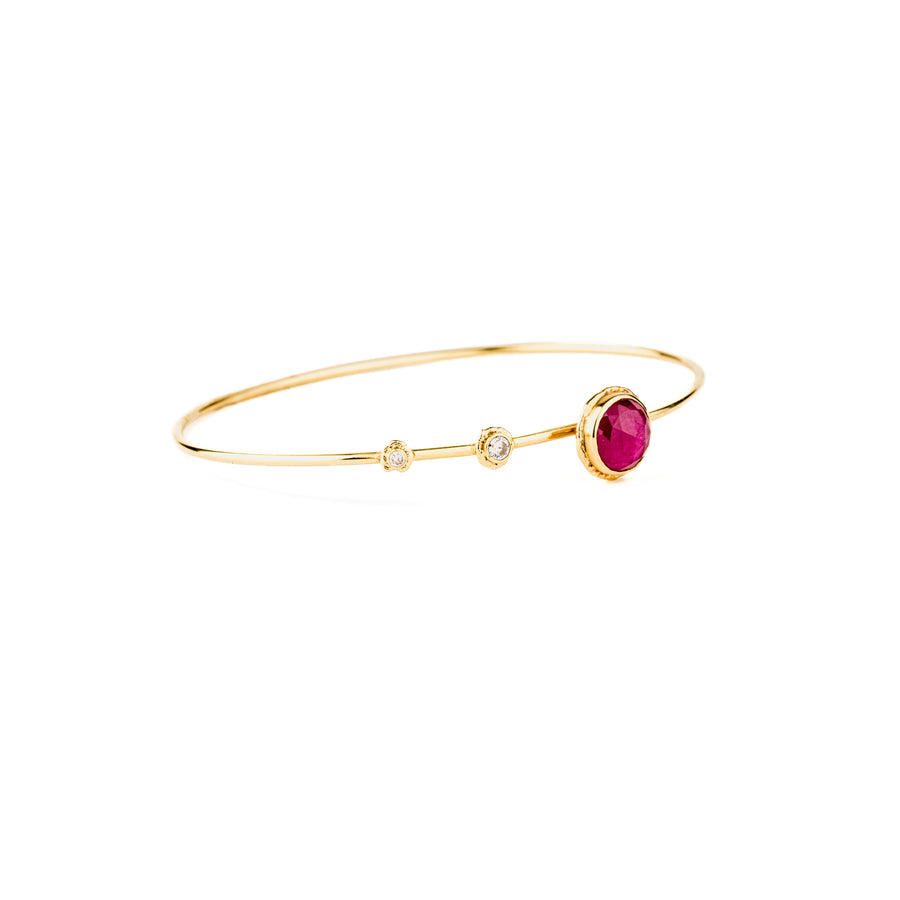Rose Cut African Ruby Bangle with Diamonds