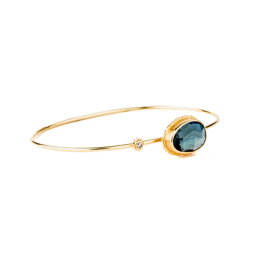 London Blue Topaz Bangle with Diamond Accent