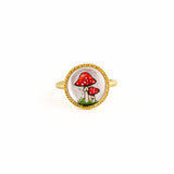 Intaglio Mushroom Rock Crystal Ring