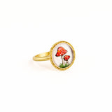 Intaglio Mushroom Rock Crystal Ring