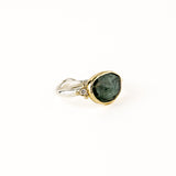 Moss Aquamarine Ring with Diamonds