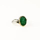 Kiwi Quartz Ring with Tsavorite Garnets