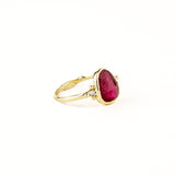 Freeform Pink Ruby Ring with Diamond Clusters