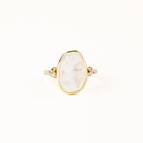 Organic Oval Moonstone Ring with Diamond Accents
