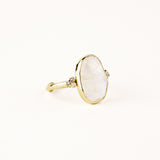 Organic Oval Moonstone Ring with Diamond Accents