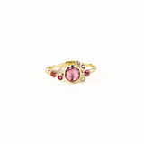 Pink Sapphire Asymmetrical Ring with Diamonds & Sapphires